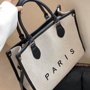 Black Elegant Women's Lightweight Canvas Texture Handbag